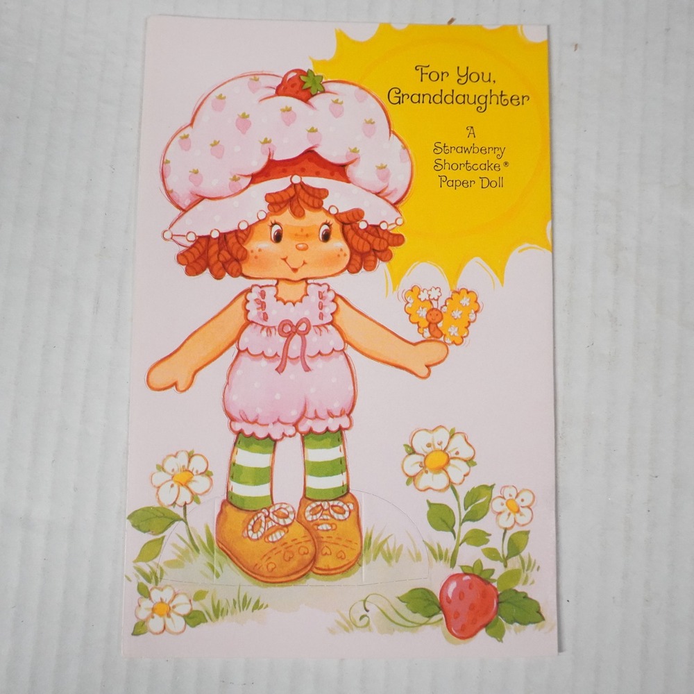 VTG 84 American Greetings Strawberry Shortcake Paper Doll Card Granddaughtr Pink